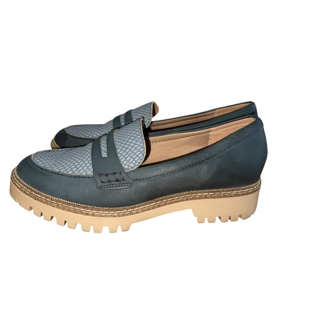 Crevo May Leather Navy Chunky Loafer Womens Size 7.5 - Picture 5 of 7